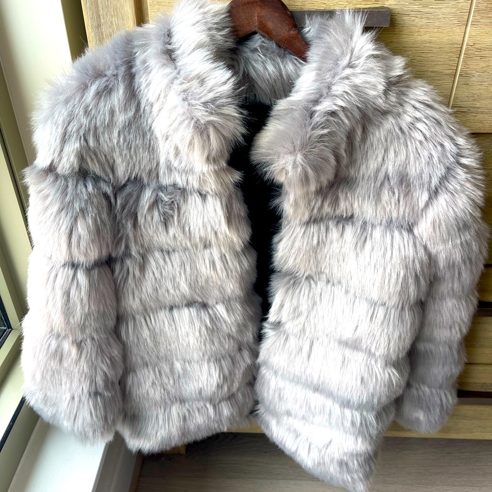 Faux silver fur coat